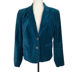 Ricki’s Teal Velvet Cropped Blazer Women’s 12 | Statement Evening Jacket Office